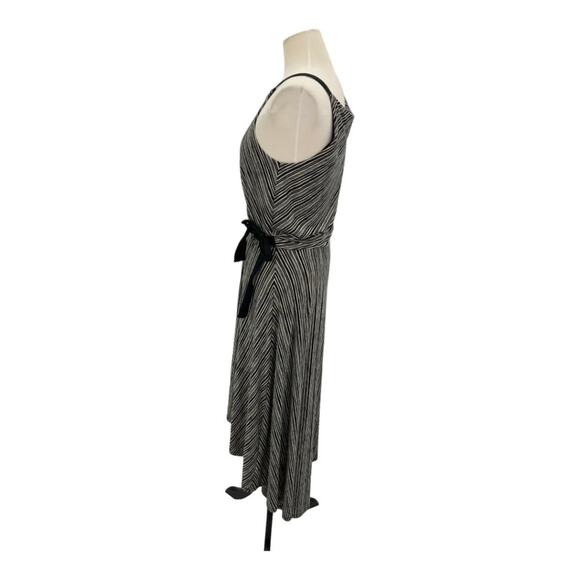 Anthropologie Maeve Salsola High Low Faux Wrap Jersey Dress Black Stripe Small - Picture 3 of 9